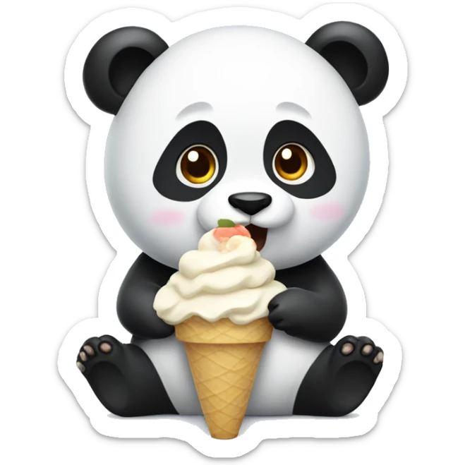 Panda eating ice cream sticker