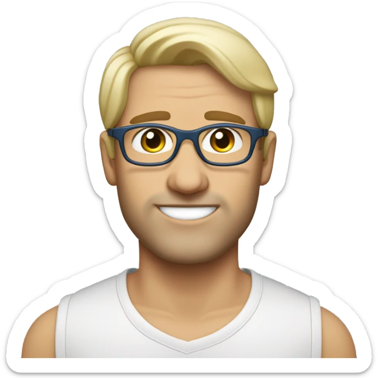 Mann, 39 Jahre, Panto-Brille taupe, schmales Gesicht, blond, blaue Augen, mid fade, Scheitel sticker