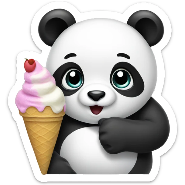 Panda eating ice cream sticker