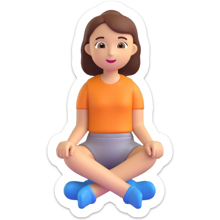girl sitting on the marketplace, 3d emoji style sticker