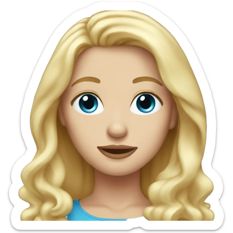 Woman long blond hair and Blue eyes sticker