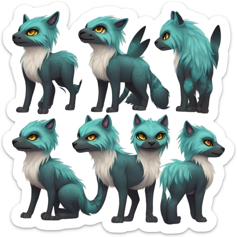 cute Kawaii edgy fantasy animal fursona Fionbri creature by griffsnuff & LiLaiRa & Falvie full body sticker