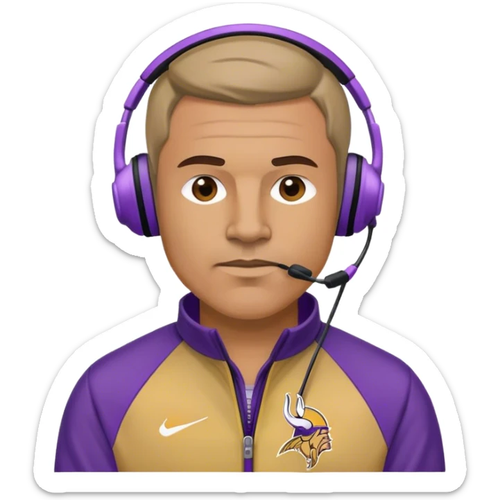 football coach with headset MINNESOTA VIKINGS PURPLE AND GOLD sticker