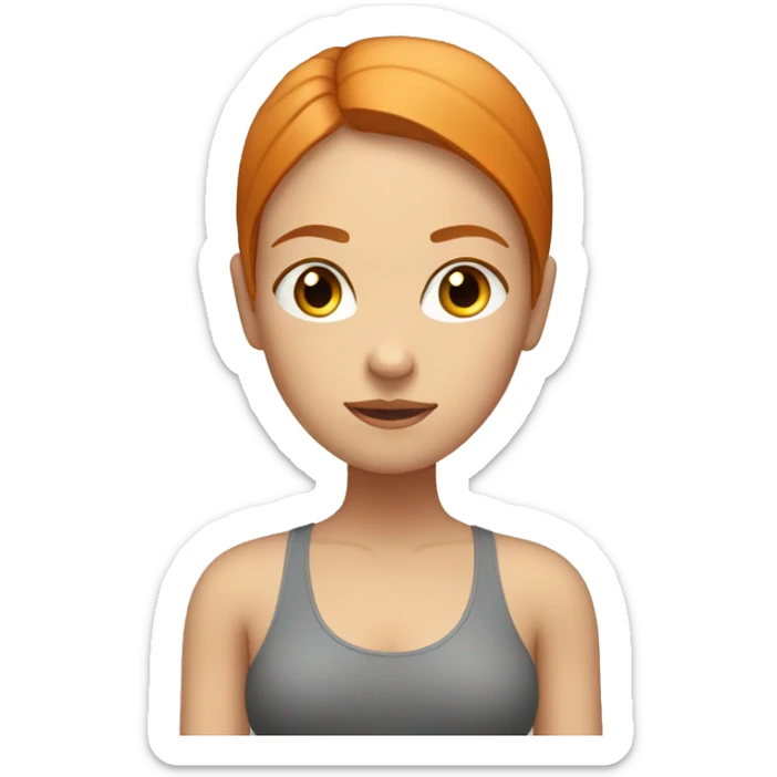 Ginger straight hair woman with dark eyes doing yoga sticker