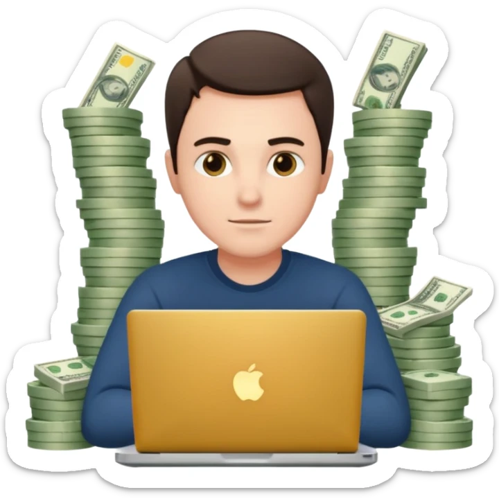 aktien experte er sitz am laptop und verdient durchs traden geld

geld sollte um ihn herum sein sticker