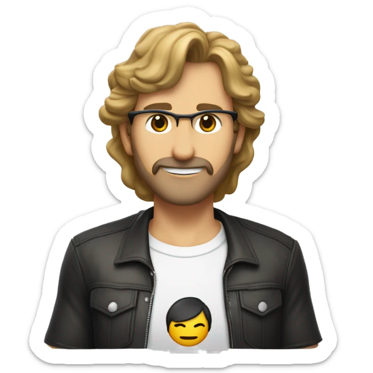 Persona de 50 años con el pelo castaño y liso con una camiseta que tenga el logotipo de la página de neoknow.es sticker