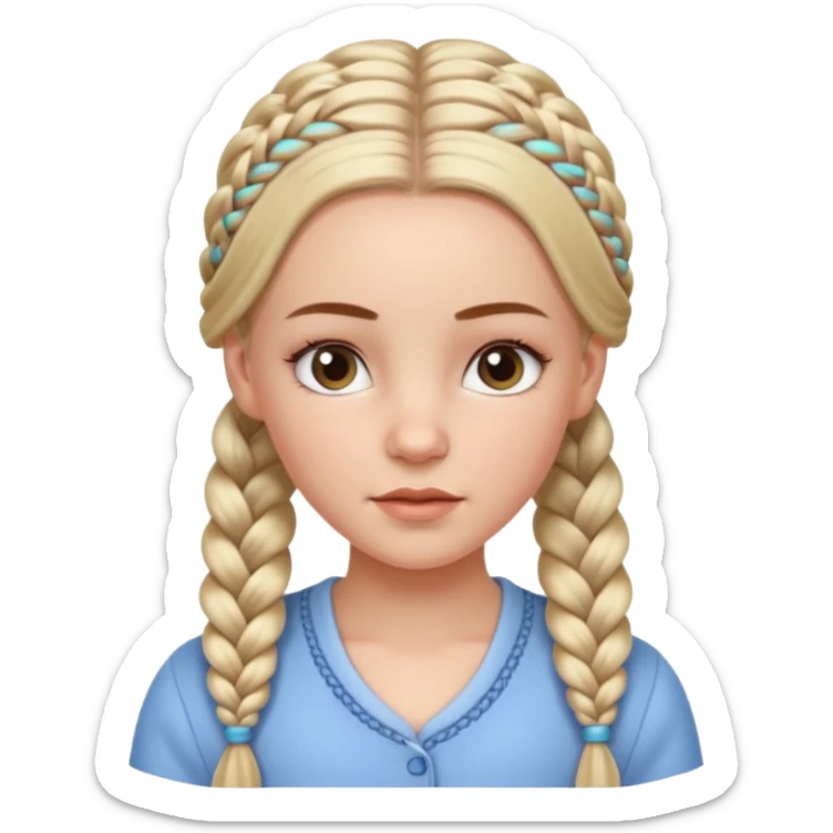 white girl with long braids hairstyle with baby hair, detailed braids, soft edges, realistic baby hair styling on forehead, clean look, keep same face, same clothes, same background sticker