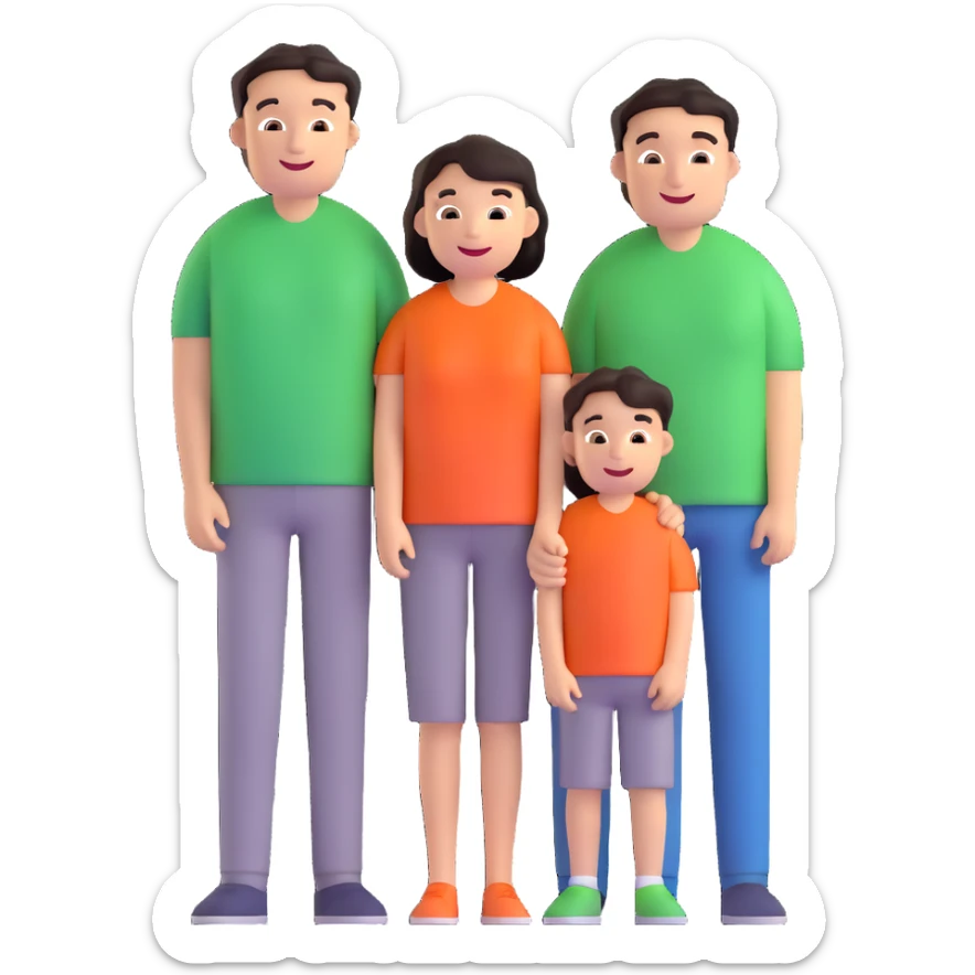 caucasian family with father mother and young son standing together happily sticker