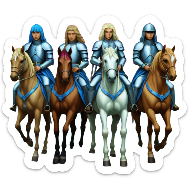 synthwave ultra HD style, oil - The Four Horsemen of the Apocalypse, based on a graphic by Albrecht Dürer sticker