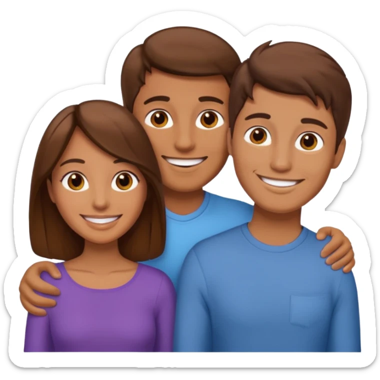 Un trouple : deux hommes  et une femme qui sont amoureux  , ils sont tous blanc et brun  sticker