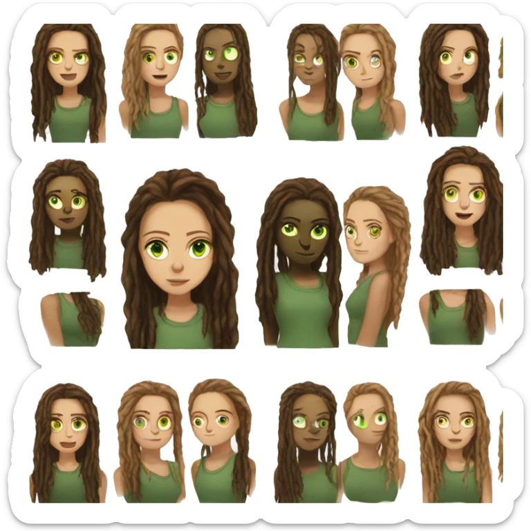 Effy Stonem, portrait, caramel dread-locks, green eyes  sticker