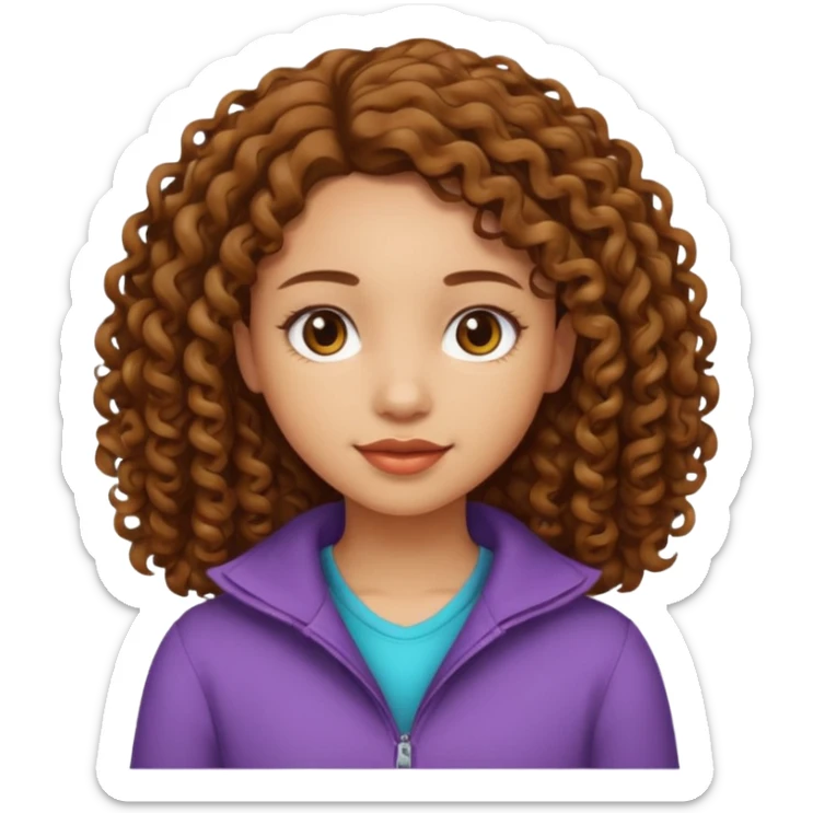 A girl with medium-length, curly hair that is not too voluminous.  sticker