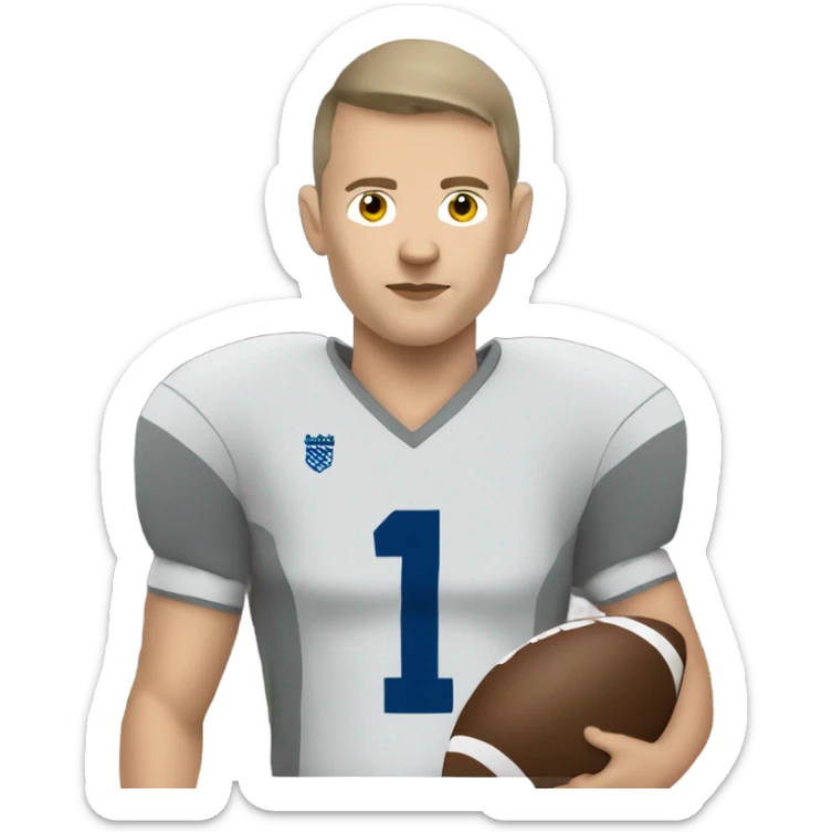 A Slavic football player playing big football in a gray uniform sticker