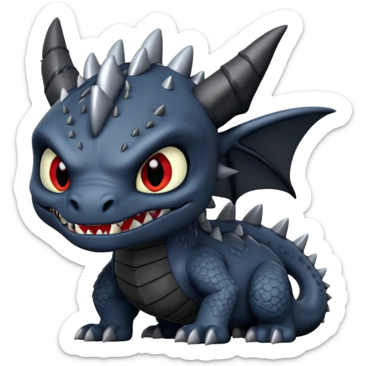 Un dragón furia nocturna mirando de frente animado que se vea malo  sticker