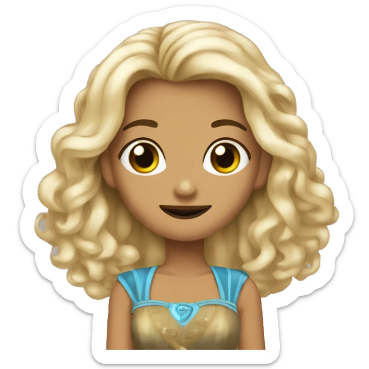 Hazme un emoticono que sea una princesa con muchos colores en el cabello ￼ sticker