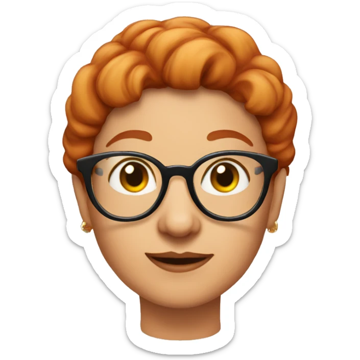 Grandma emoji, wearing cat-eye shaped rim glasses and red hair sticker