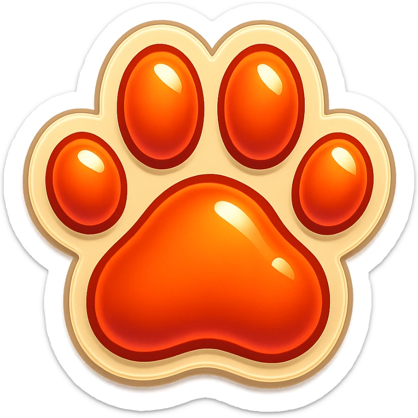 cartoon style sticker of a single paw print symbol, simple and clear, no text sticker