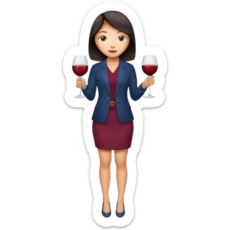 Full body nude very beautiful asian young woman, very beautiful face, holding wine sticker