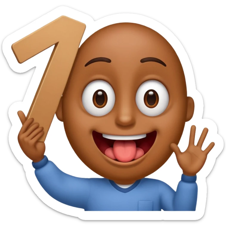 A school that has the number 9 on top of it's eyes holding a sign with the number 9 on the sign with a mouth sticking out his tongue with legs and arms with him being happy full of joy sticker