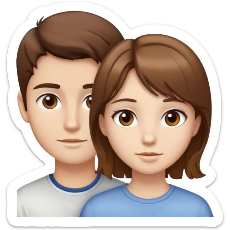 Brown hair brown eye girl with blue eye light hair boy sticker
