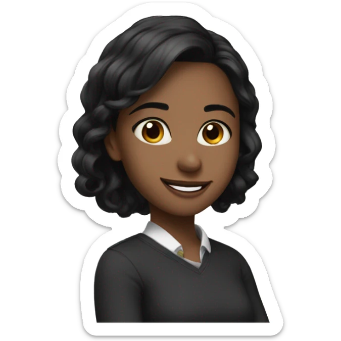 Make a pretty girl what black  hair a nice smile and a soft jawline sticker