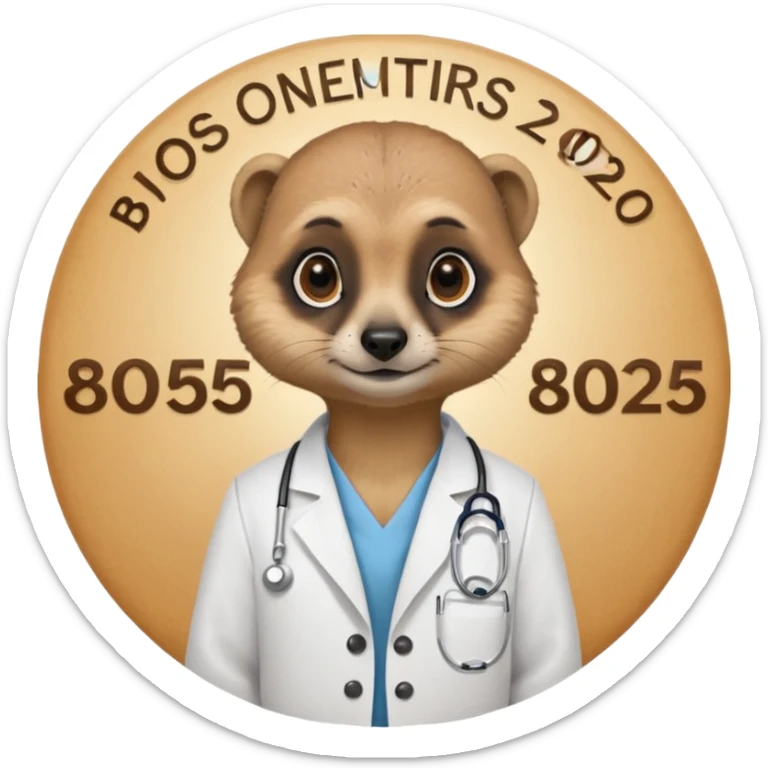Suricate médecin avec écris "805" et "promo 2025-2030" avec un cercle rond au fnd sticker