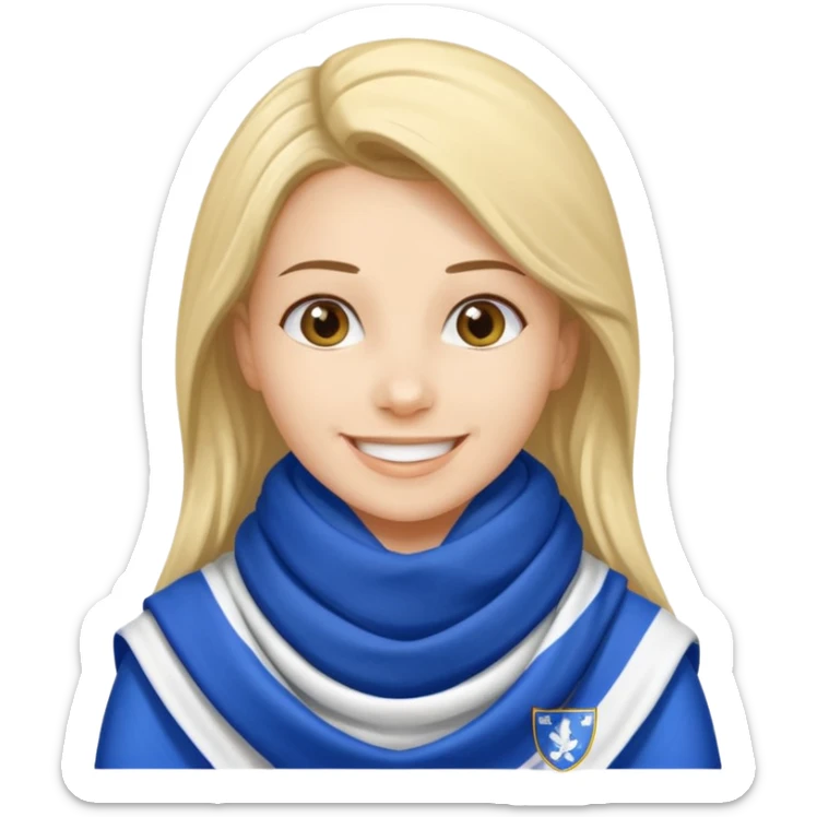 cheerful football fan of Levski Sofia, sector B, with blue and white scarf sticker