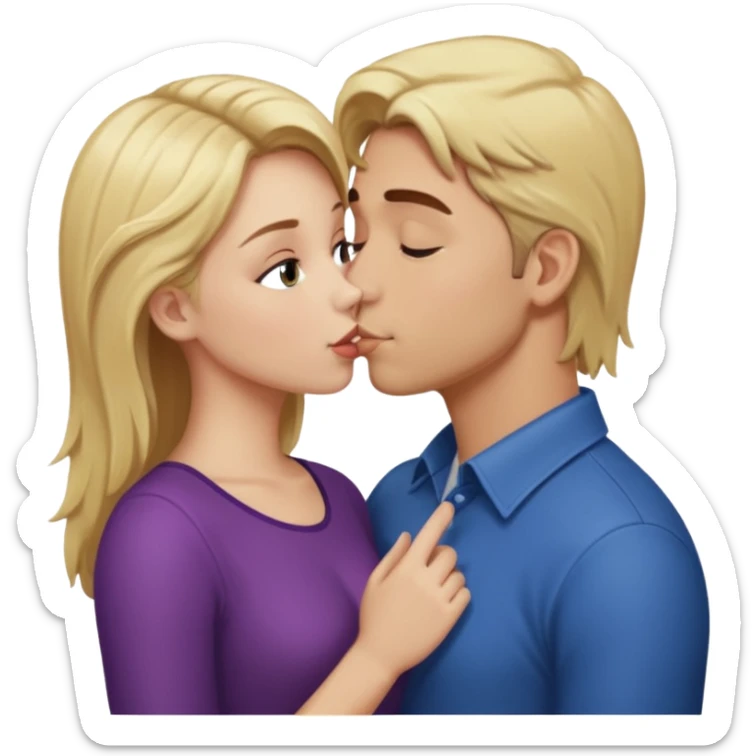 Man with blonde hair kisses girl with brown hair  sticker