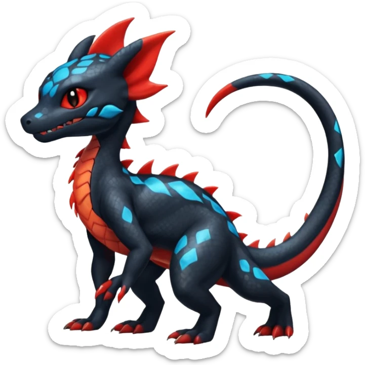 Shiny Salandit-Umbreon-Charmeleon-Fakémon-hybrid-creature (full body)  sticker