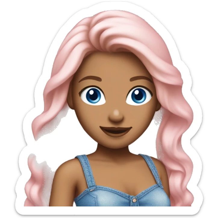 Bronde girl with blue eyes wearing pink sparkly tube top and blue jeans  sticker