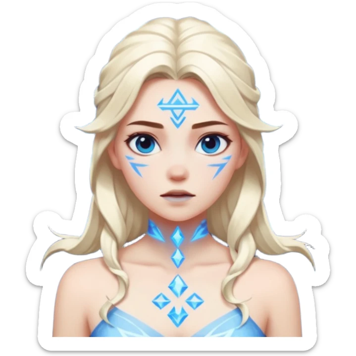 Woman frozen mid-spell, glowing runes around her body, charged silence sticker