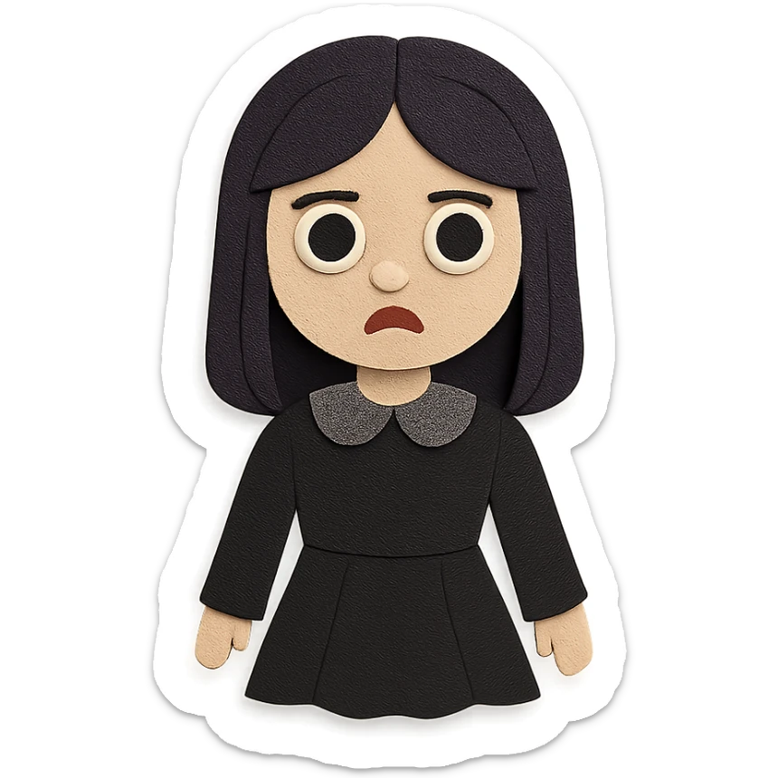 gothic girl, layered paper textures, gothic dress, soft shadows, paper craft style sticker