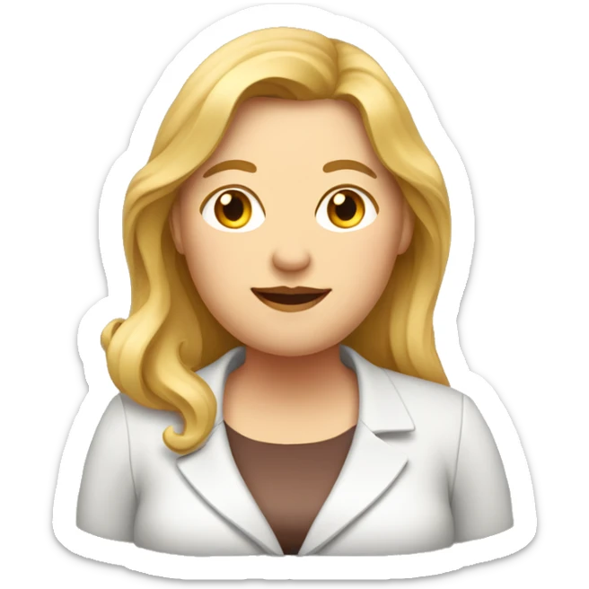 Obesity. A middle-aged woman with golden long hair, dressed in professional attire. sticker