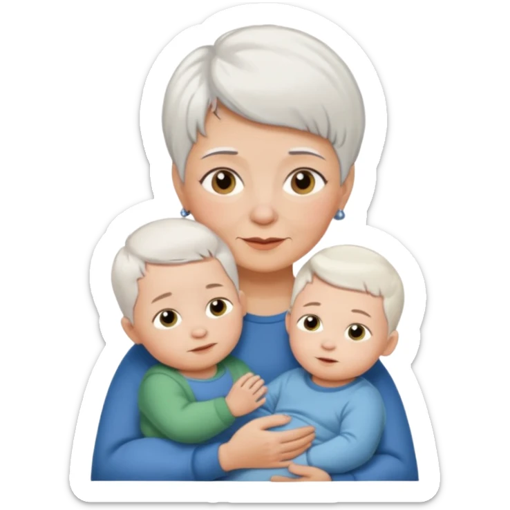 grandmother with short hair white and baby boy with short brown hair and fair skin sticker