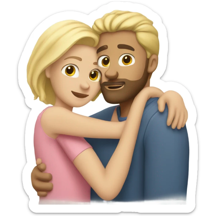 blonde woman, long hair, hugging a blonde man with beard. he short hair sticker