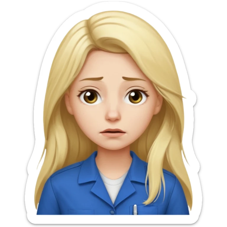 tired blond woman with long hair. she should look like she works in the ffcie  sticker