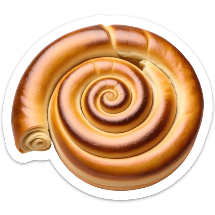 Cinematic delicate escargot pastry, spiral shape with layers of buttery dough, caramelized edges, rich golden-brown tones, elegant and inviting. sticker