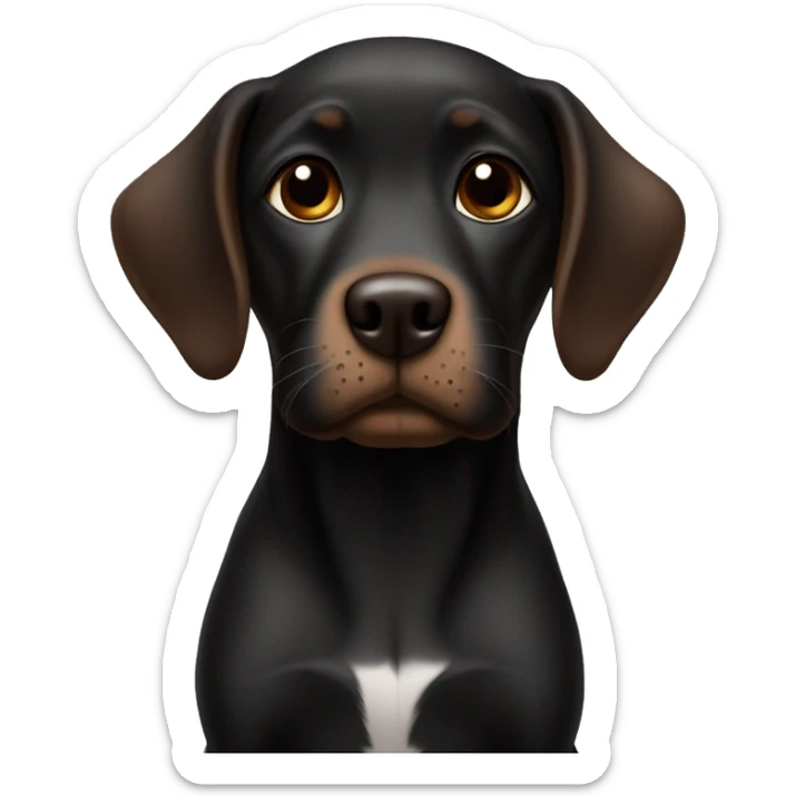 black cute dog with brown co around the mouth and above the eyes near the nose with a little brown on the earsor sticker