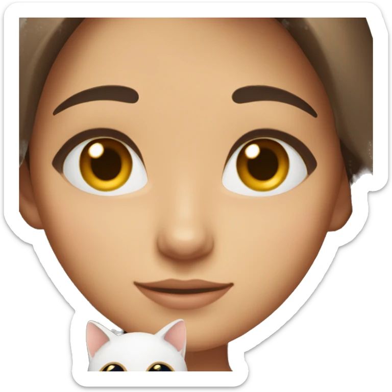 Brunette girl with brown eyes and a cat in her arms sticker