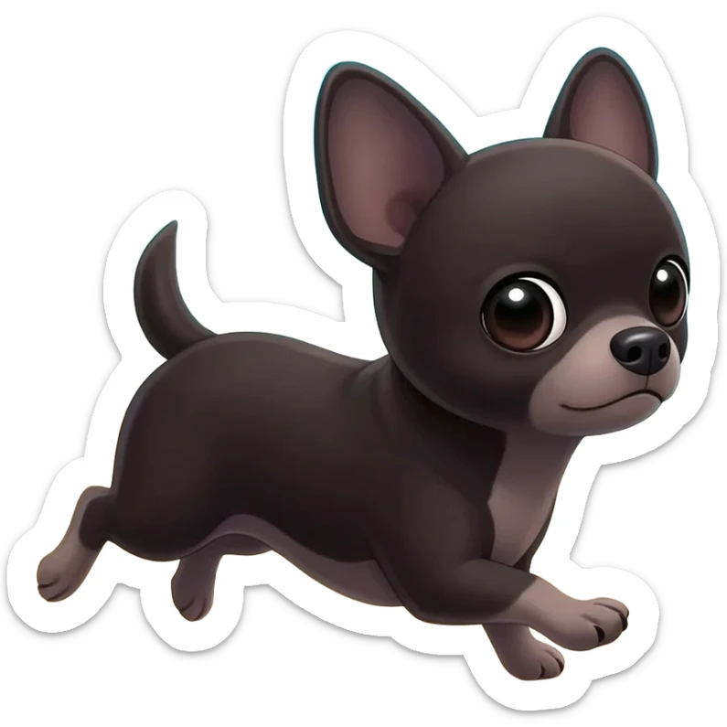 Bébé chihuahua noir marrant poil courut en vacances à la plage une poil courte sticker