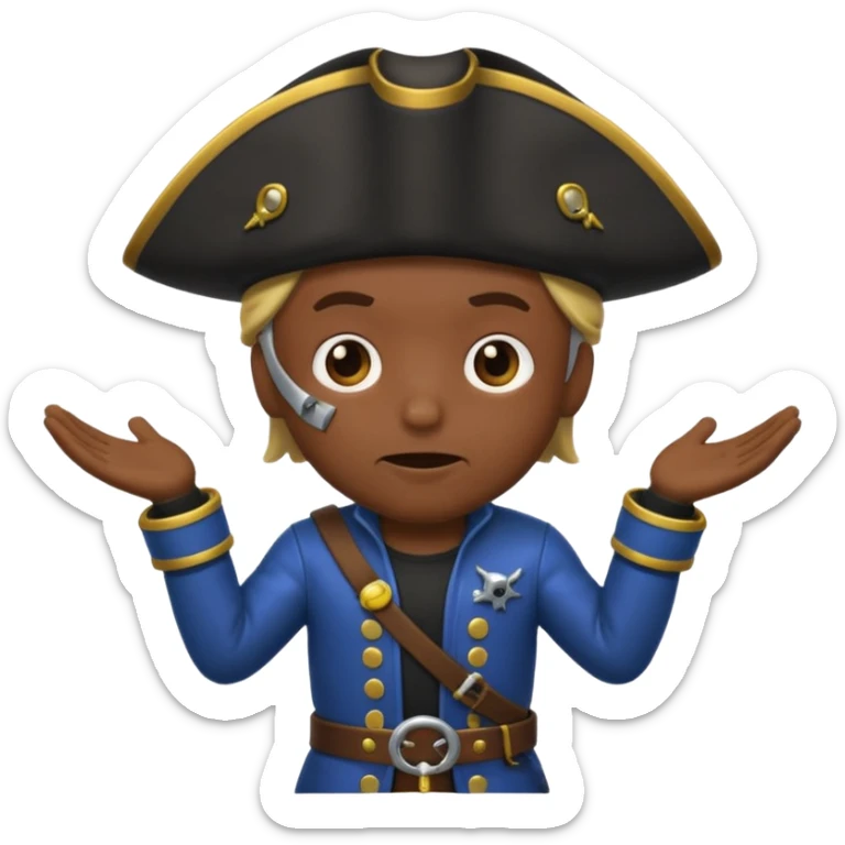 animated emoji for a player called prophet of doom I Dont Know shruging emote needs to be white male space pirate themed and dark sticker