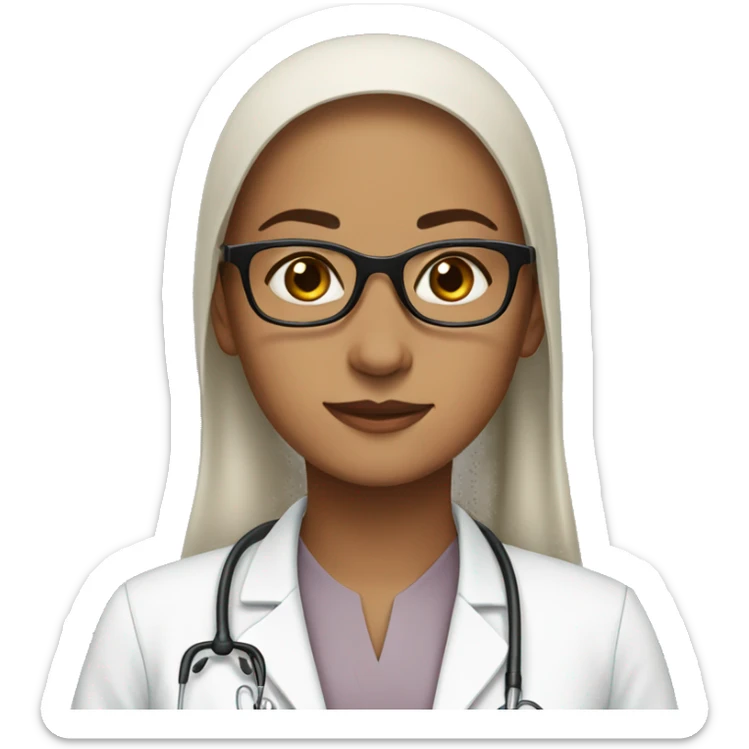 a muslim doctor women wth with skin and brown eyes and round glasses  sticker