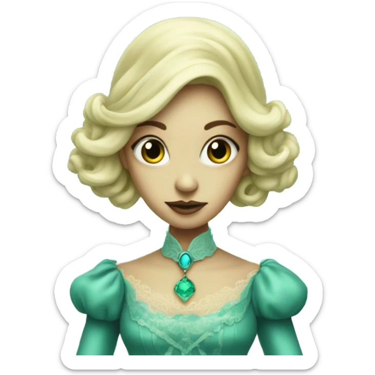 "green blonde alien woman"  in cyan
 Victorian dress elegant, full body sticker