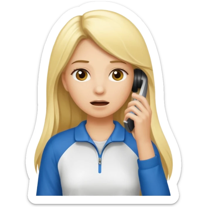 blonde cartoon girl long hair sports coach calling for a time out sticker