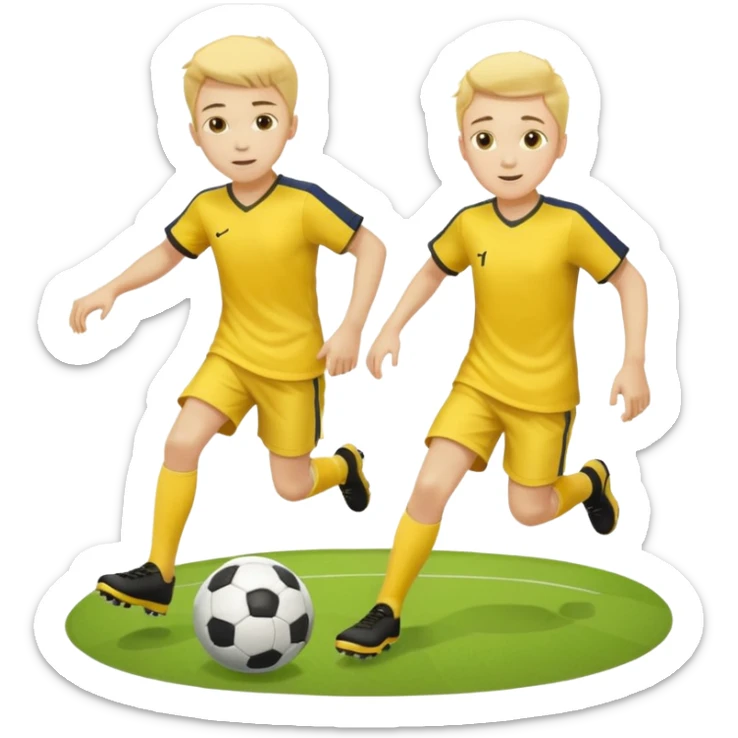 boys play soccer in yellow dress, yellow shrits, yellgow socks sticker