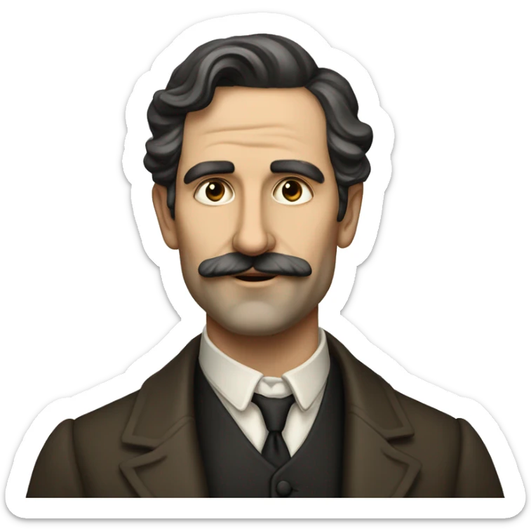 European 40 years old writer of the early 20th century, with dark hair sticker