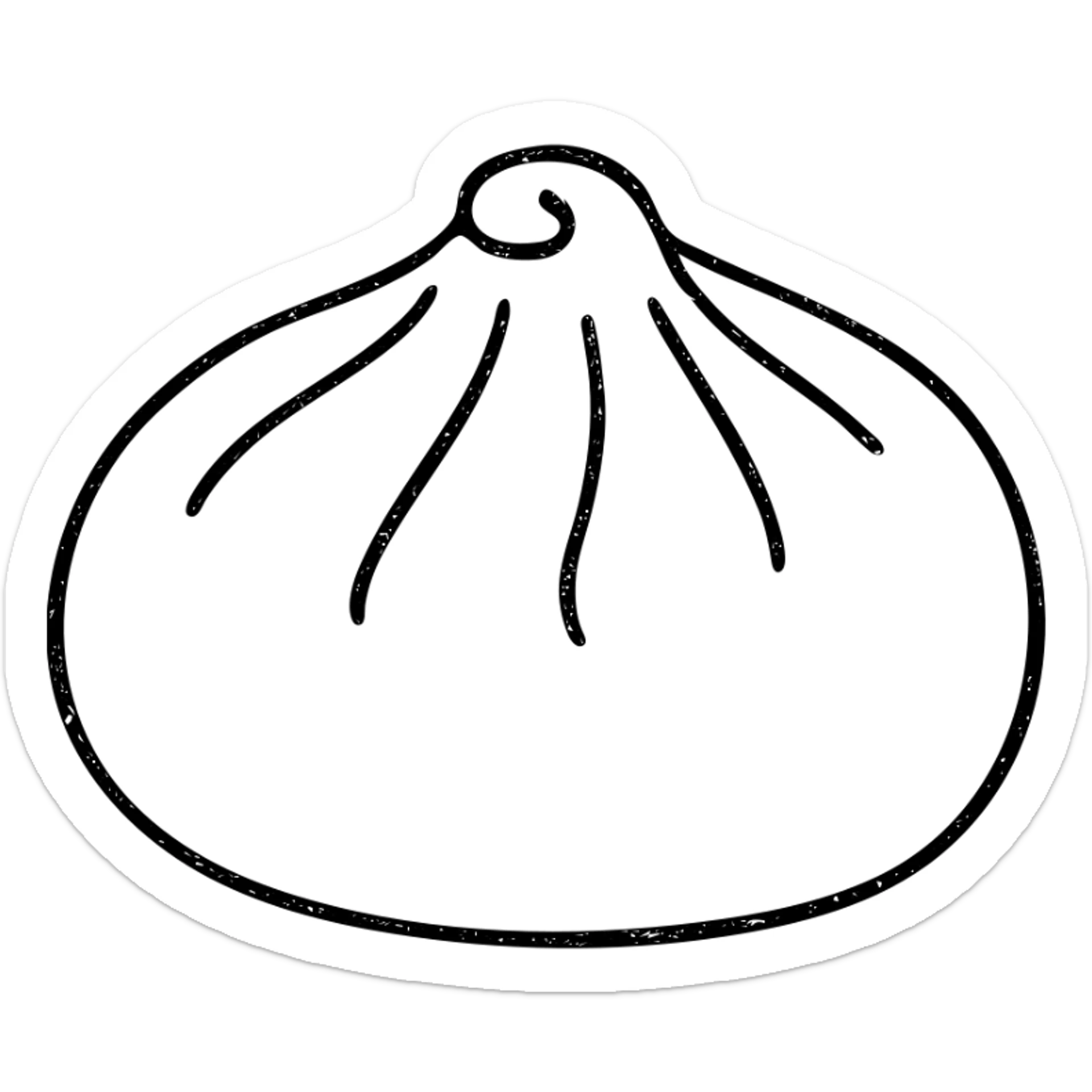 outlined icon of a banh bao (Vietnamese steamed bun), no fill, hand-drawn look sticker