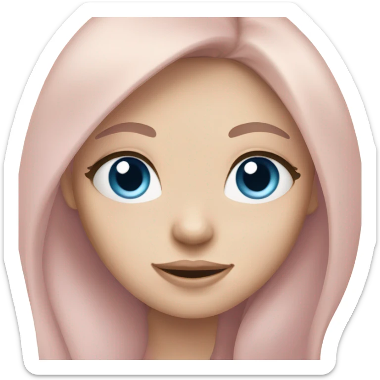 girl with long brunette hair blue eyes and pale pink skin sticker