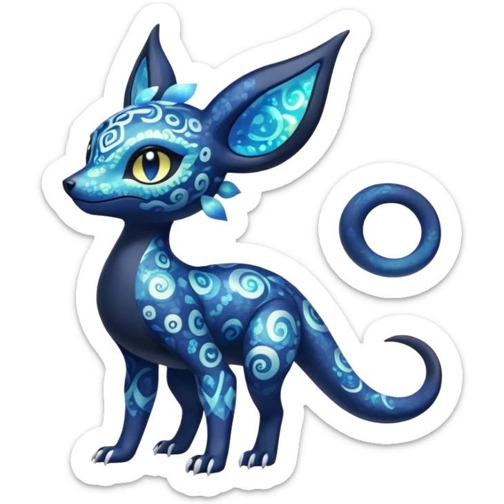 Colorful Iridescent Exotic Nebulae Salandit-Meowstic-Umbreon-Fakémon-hybrid-creature (full body)  sticker