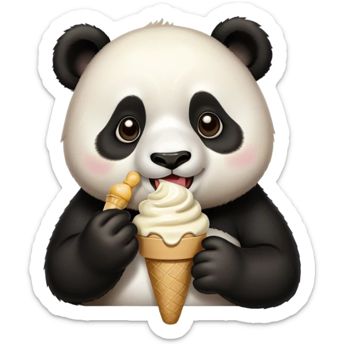 Panda eating ice cream sticker
